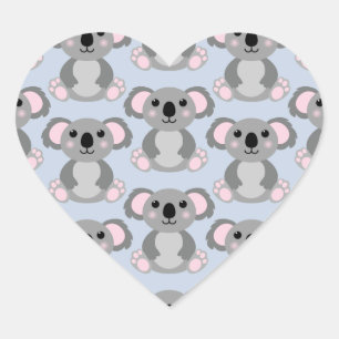 Koala Bear Baby Shower Blue Boy Heart Sticker