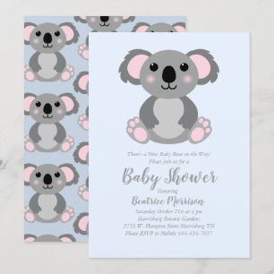 Koala Bear Baby Shower Blue Boy Invitation