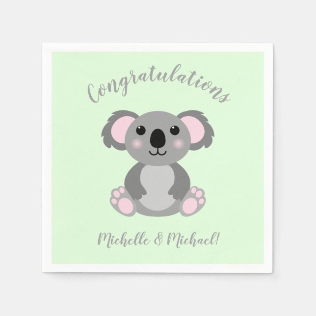 Koala Bear Baby Shower Blue Boy Napkin (Front)