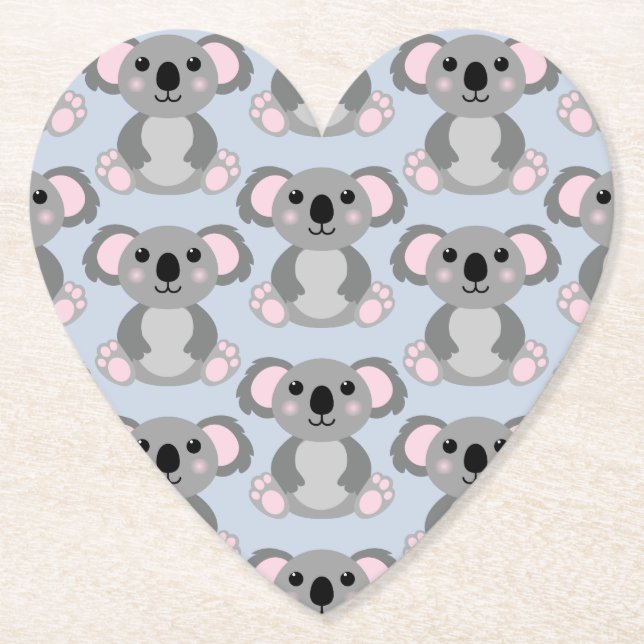 Koala Bear Baby Shower Blue Boy Paper Coaster (Front)