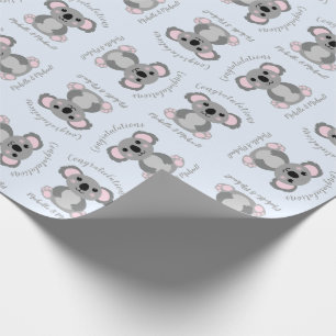 Koala Bear Baby Shower Blue Boy Wrapping Paper