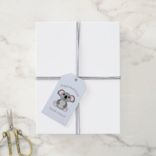 Koala Bear Baby Shower Blue Gift Tags