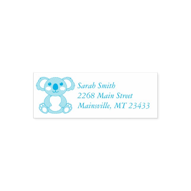 Koala Bear Baby Shower Blue Self-inking Stamp (Design)