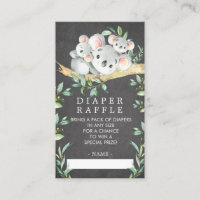 Koala Bear Baby Shower Diaper Raffle Ticket