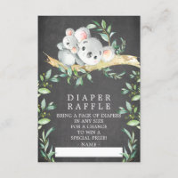 Koala Bear Baby Shower Diaper Raffle Ticket