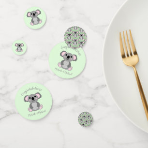 Koala Bear Baby Shower Green Gender Neutral Confetti