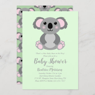 Koala Bear Baby Shower Green Gender Neutral Invitation