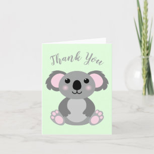 Koala Bear Baby Shower Green Gender Neutral Thank You Card