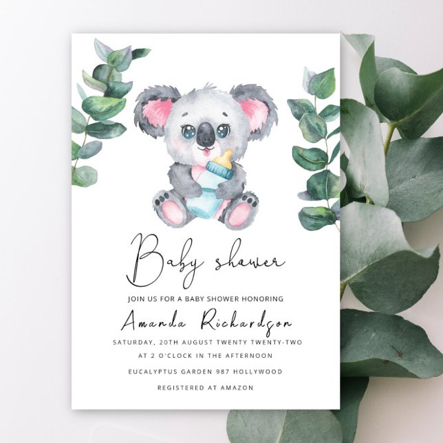 Koala Bear Baby Shower Invitation (Creator Uploaded)