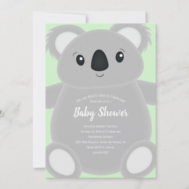 Koala Bear Baby Shower Invitation (Front)
