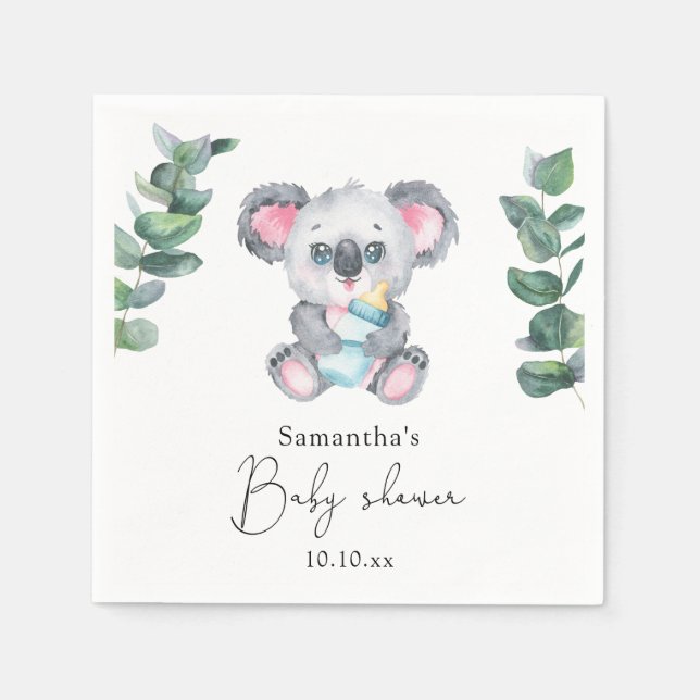 Koala Bear Baby Shower Napkin (Front)