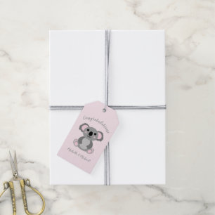 Koala Bear Baby Shower Pink Girl Gift Tags