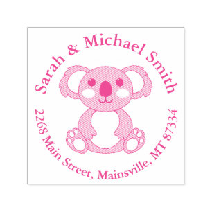 Koala Bear Baby Shower Pink Girl Self-inking Stamp