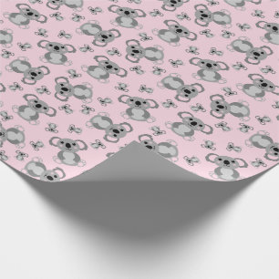 Koala Bear Baby Shower Pink Girl Wrapping Paper