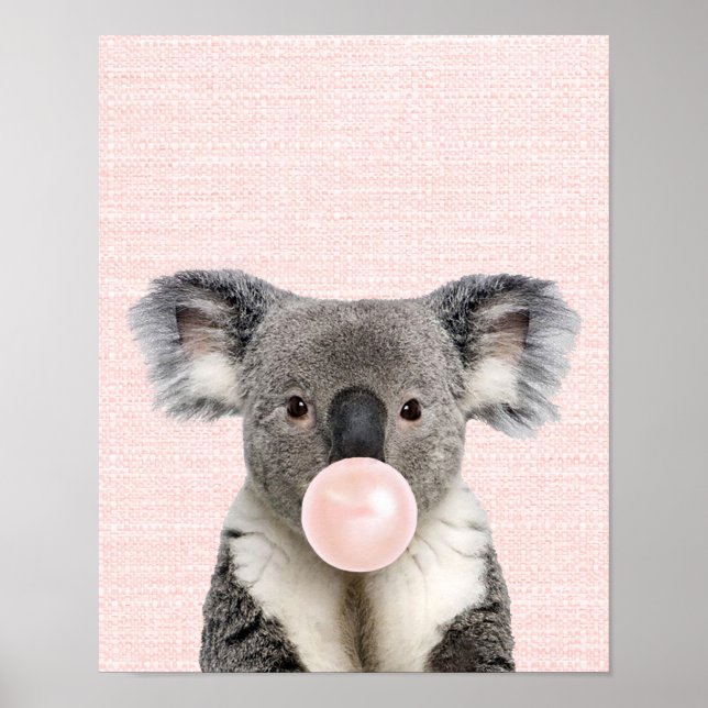 KOALA BEAR BLOWING A PINK BUBBLE GUM POSTER (Front)