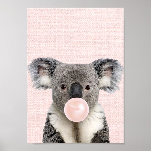 KOALA BEAR BLOWING A PINK BUBBLE GUM POSTER (Front)