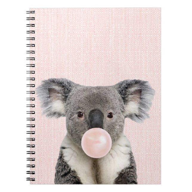 Koala Bear Blowing Pink Bubble gum    Notebook (Front)