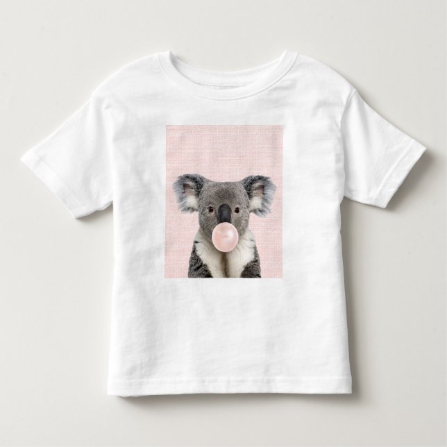 Koala Bear Blowing Pink Bubble gum   Toddler T-Shirt (Front)
