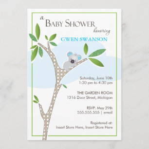 Koala Bear - Boy Baby Shower Invitations