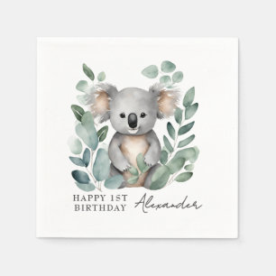 Koala Bear Boys 1st Birthday Party  Napkin