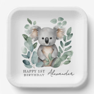 Koala Bear Boys 1st Birthday Party  Paper Plate