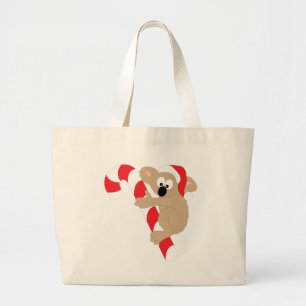 Koala Bear Candy Cane Large Tote Bag