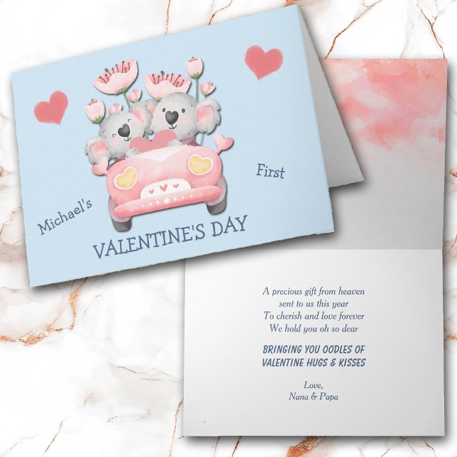 Koala Bear Car Baby's First Valentine's Day Holiday Card (Creator Uploaded)