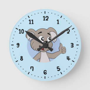 Koala bear cartoon round clock