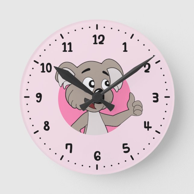 Koala bear cartoon round clock (Front)