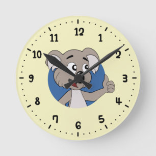 Koala bear cartoon round clock