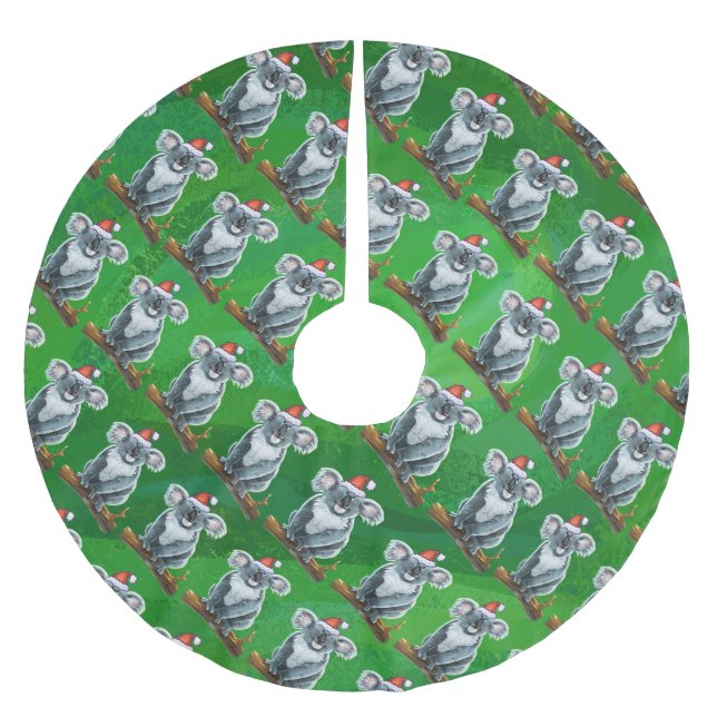 Koala Bear Christmas Brushed Polyester Tree Skirt (Front)