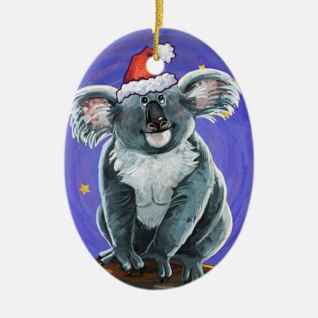 Koala Bear Christmas Ceramic Ornament (Front)