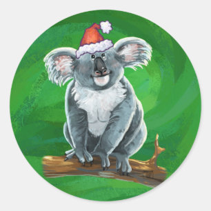 Koala Bear Christmas Classic Round Sticker