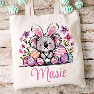 Koala Bear Easter Kids Name Girls Bunny  Tote Bag