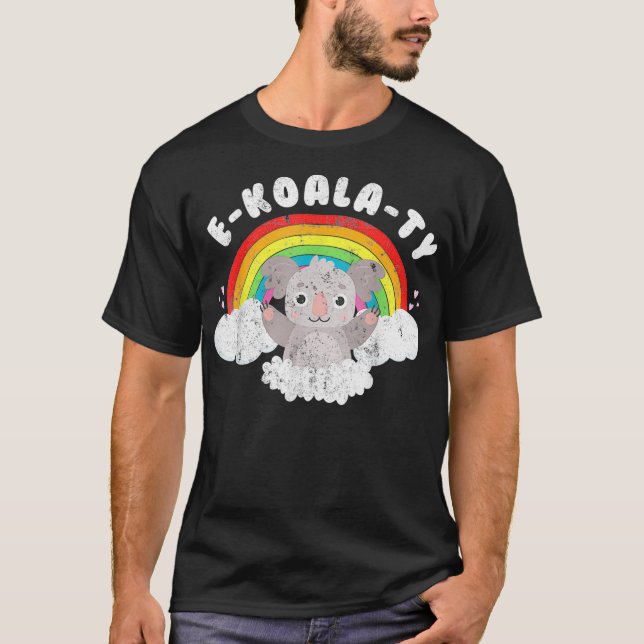 Koala  Bear EKoalaTY Rainbow Pun LGBTQ tshirt  (Front)