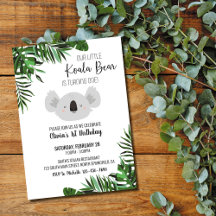 Koala Bear First Birthday Invitation