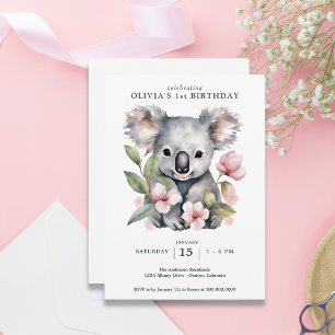 Koala Bear FIrst Birthday  Invitation