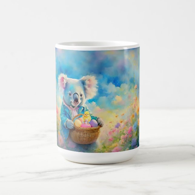 Koala bear holding a basket of Easter eggs Coffee Mug (Center)