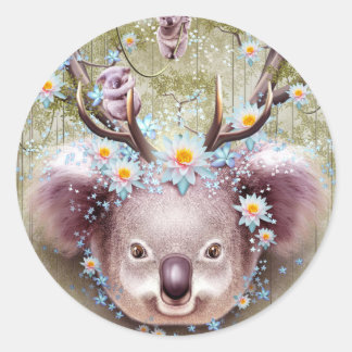 KOALA BEAR HORNS UP CLASSIC ROUND STICKER