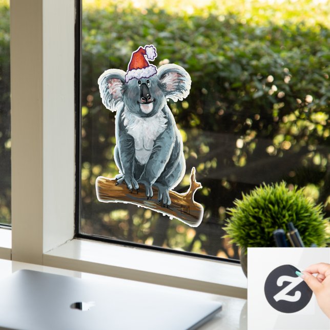 Koala Bear in a Santa Hat Window Cling (Office)
