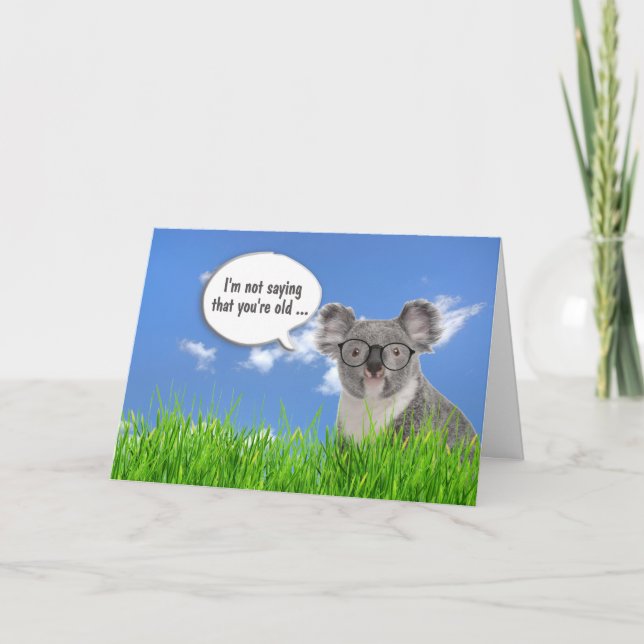 Koala Bear in Grass Humourous Birthday Card (Front)