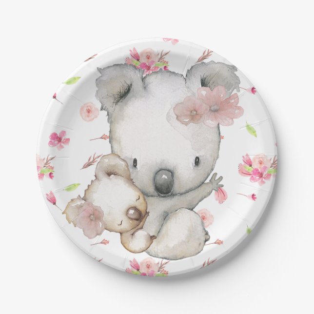 Koala Bear Mum and Baby Paper Plate (Front)