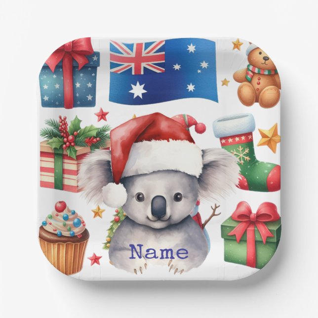 Koala Bear on Australia themed  Paper Plate (Front)