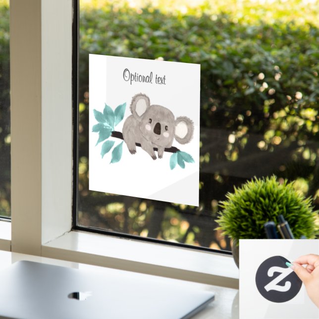 Koala Bear on tree branch Window Decal (Office)