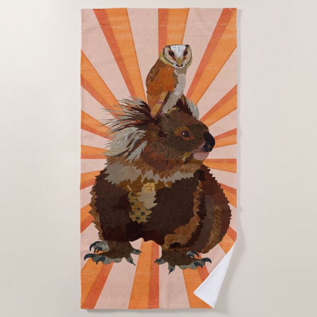 KOALA BEAR & OWL BEACH TOWEL (Front)