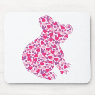 Koala-Bear-Pink-Hearts Mouse Pad
