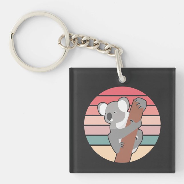 Koala Bear Retro Key Ring (Front)