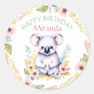 Koala Bear Themed Birthday Personalised Classic Round Sticker