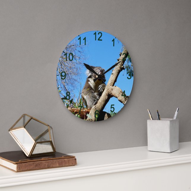 Koala Bear Time To Reflect On Life,  Large Clock (Office)