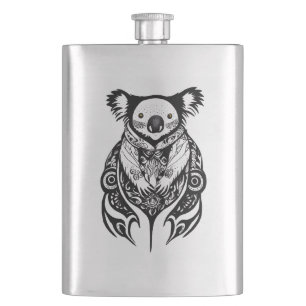 Koala Bear Wild Animal Nature Illustration Art Tat Hip Flask